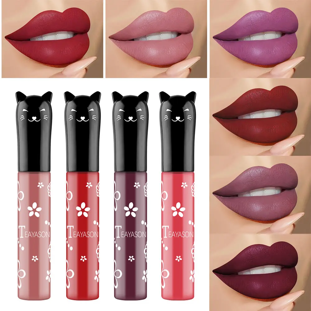 Teayason matte lip gloss 12 colors cute cat lip tattoo waterproof long lasting batom nude brown vampire liquid lipstick AM084 Teayason matte lip gloss 12 colors cute cat lip tattoo waterproof long lasting batom nude brown vampire liquid lipstick AM084