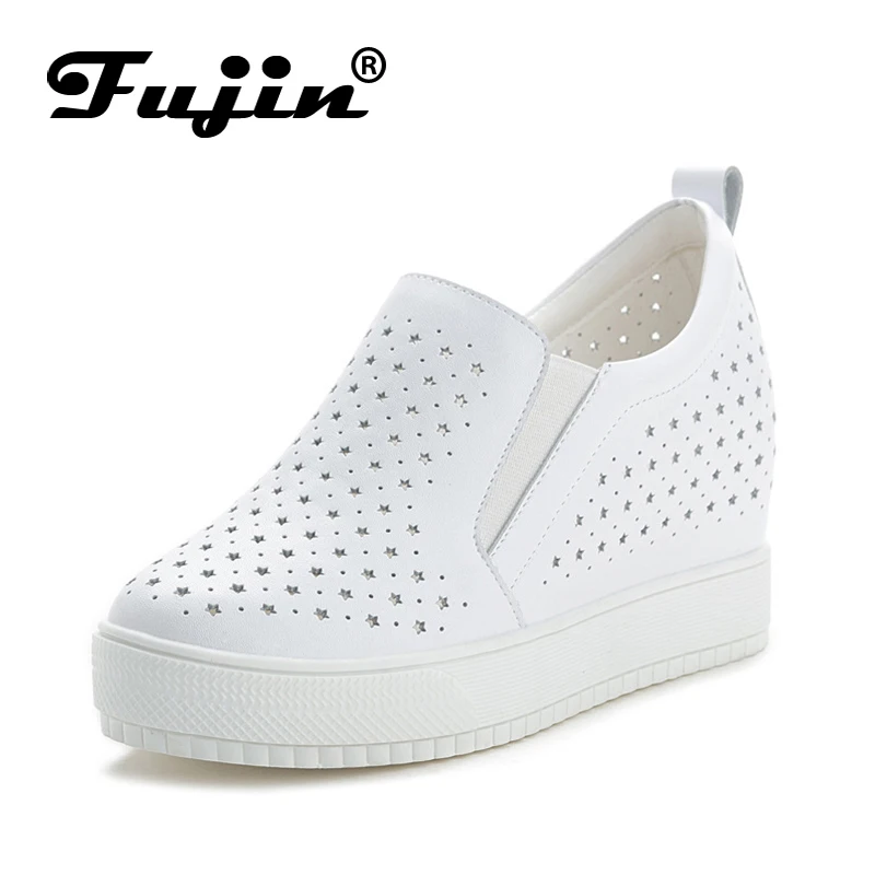 Fujin Новинка модные женские туфли на платформе сезон весна-лето белые