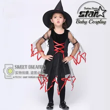 Children Halloween Cosplay Party Witch Performance Costume Fancy Dress Carnival Witch Costume for Kids Girl Dress