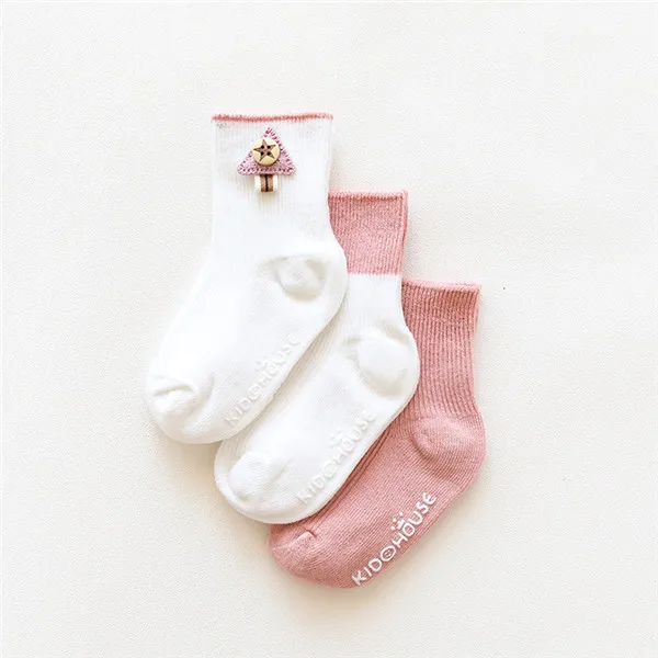 Joyo Roy/3 пара/лот, осенне-зимние мягкие детские носки с двойными иглами, Нескользящие хлопковые носки для новорожденных 0-1-3 лет - Цвет: pink
