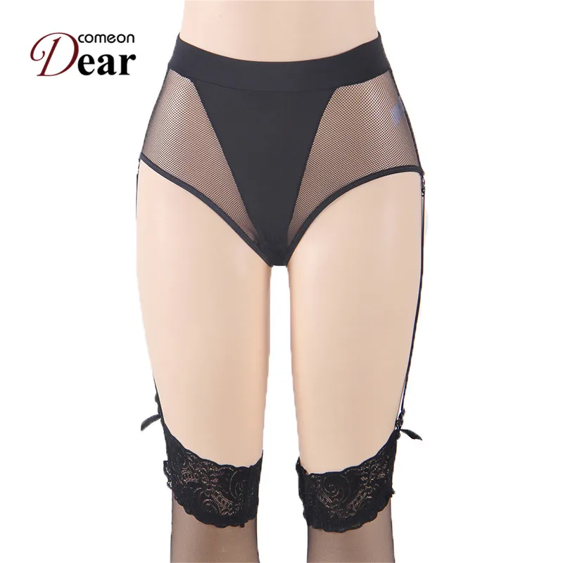 PA5090 Comeondear 2 Colors Plus Size Panties Side Garter Fishnet Women Secret Underwear Good Quality Calcinha High Waist Panties