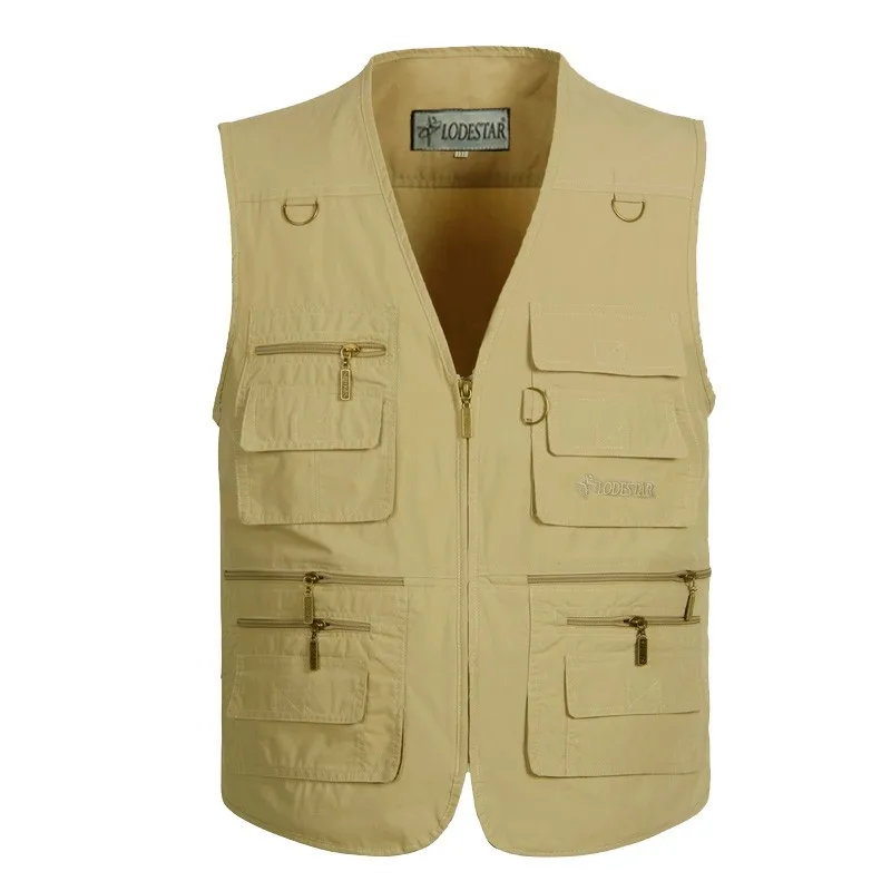

Men's Vest With Many Pockets Casual Reporter Vests Cotton Photographer Vests Travel Shooting Vests Plus Size XL-5XL Three Colors