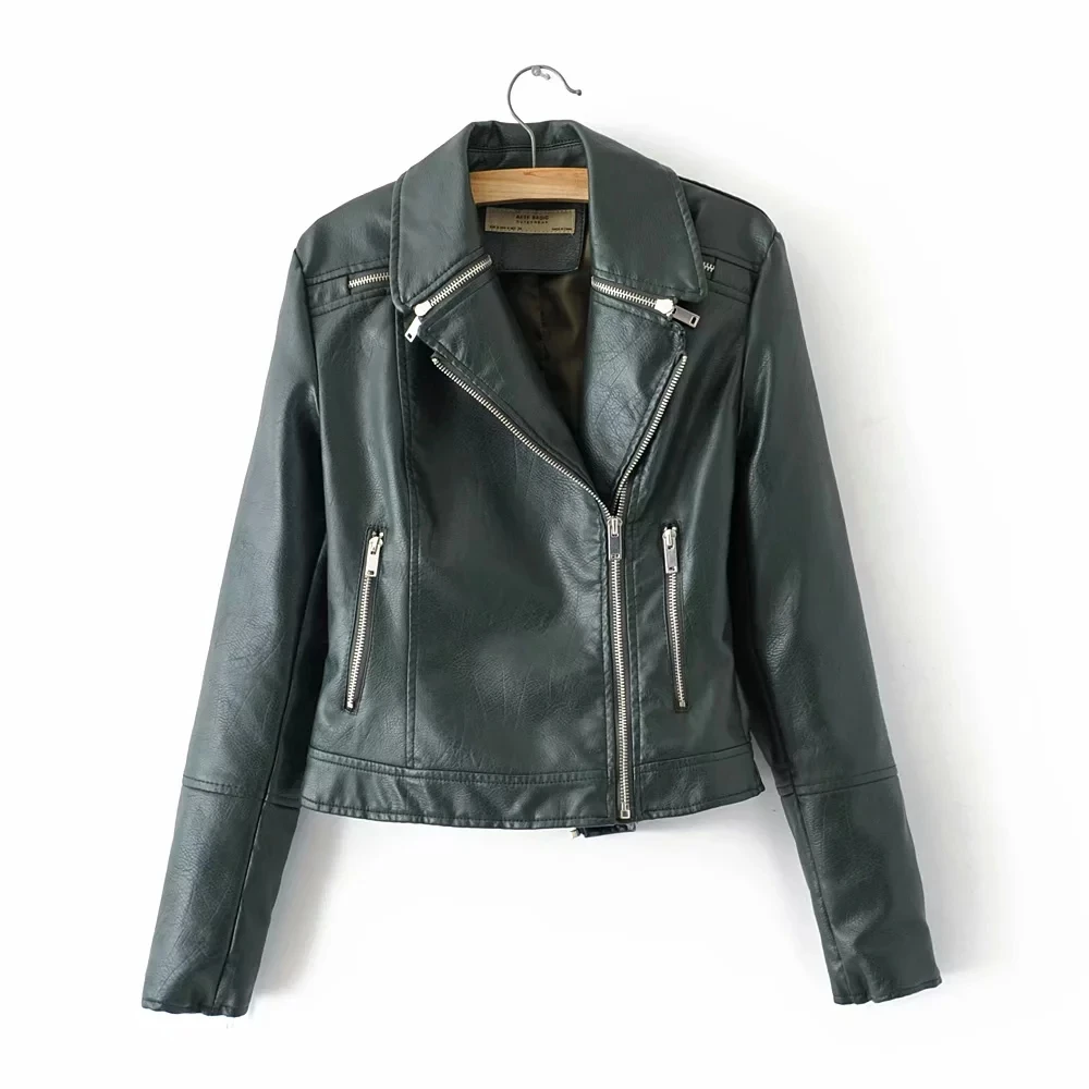 

women PU leather jackets for office ladies fashion bomber short jacket cool girls bikers zippers coat female outwear feminine