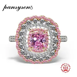 Одежда высшего качества роскошные обручальные кольца для Для женщин S925 серебро ювелирных украшений розовый белый шпинельное кольцо