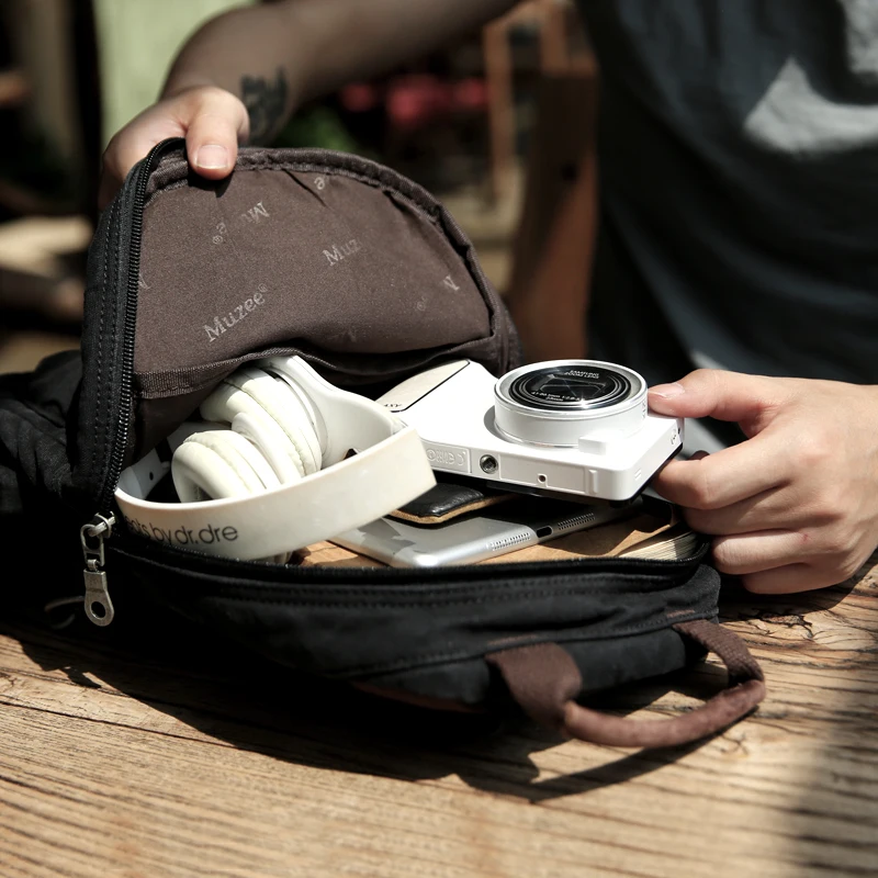 Muzee Sling Bag para hombres bolso bandolera de lona con puerto de carga USB Bolsa Bandolera cabest