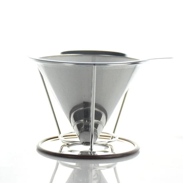 Best Offers New 304 Stainless Steel Pour Over Coffee Filter Basket V60 Coffee Dripper with Cup Stand Reusable Drip