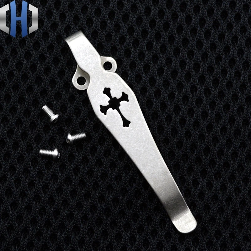 

New Cross Design Knife Button EDC Pocket Clip Material TC4 Titanium Alloy Knife Clip Belt Flashlight K Sheath Folding Knife Clip