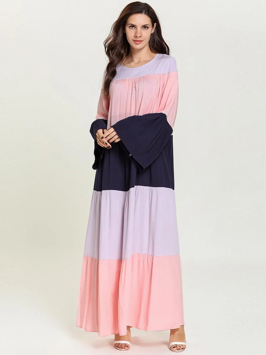 Peach, Blue & Purple Long Abaya Frock | Long Dress for Women | Long Abaya Dress