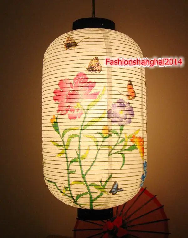 Новогодний бумажный фонарь, Японский Корейский китайский бамбуковый цветок сливы вишни, длинная кухня, украшение ресторана - Цвет: 25x50cm C