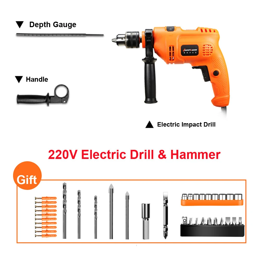 Electric Hammer Impact Hand Drill Screwdriver For