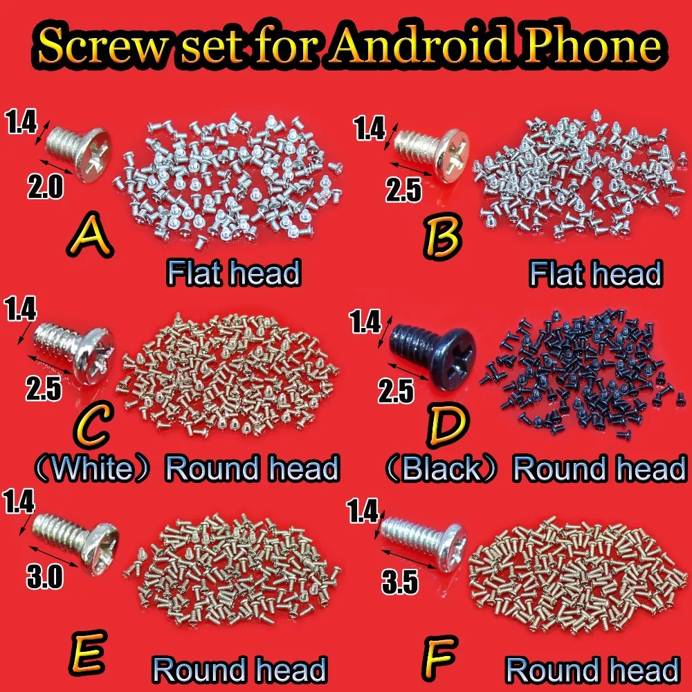 YuXi 1 bag M1.4 Cell Phone Screws Set for Android Phone Tablet Repair 1.4*2.0-2.5-3.0-3.5