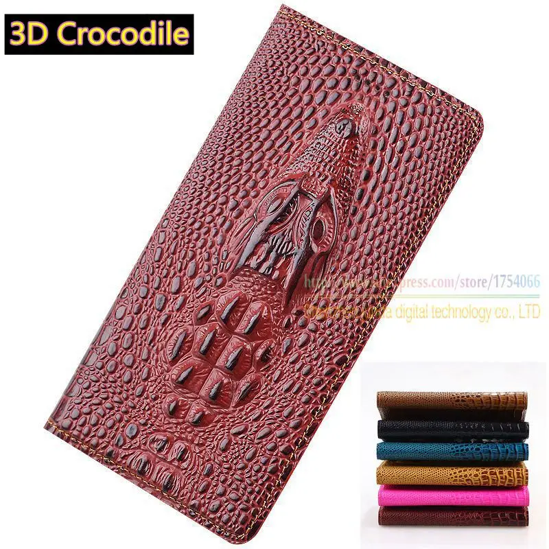 Top Genuine Leather Flip Stand Luxury Card Case 3D Crocodile Grain Phone Cases For Xiaomi Redmi