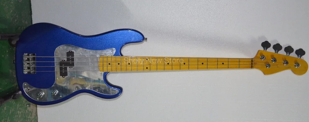 

Shelly New store factory custom mirror pickguard 4 strings steve Harris precision blue sparkle metallic electric bass guitar