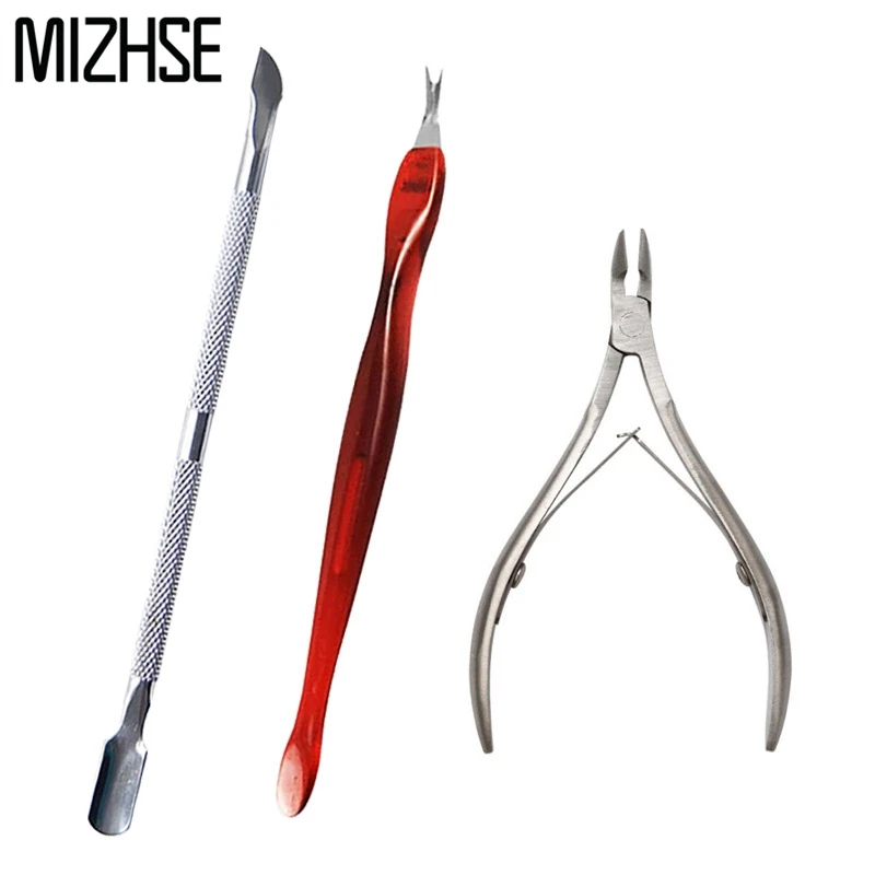 

MIZHSE Cuticle Nail Clipper+Nipper Set Nail Scissor Stainless Steel Cuticle Pusher Dead Skin Fork Trimmer Nail Polish Tools