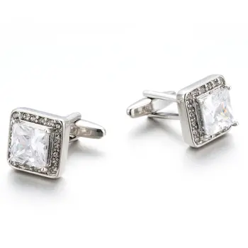 

10pair per lot VAGULA White Rhinestone Cufflinks French Shirt Cuff links High Quality Brass Gemelos Men Jewelry 523