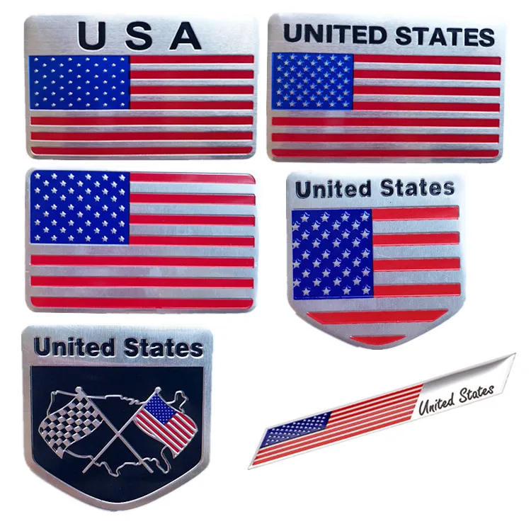 2 United States USA National Flag Rear Emblem Badge Sport Decal Sticker Cadillac