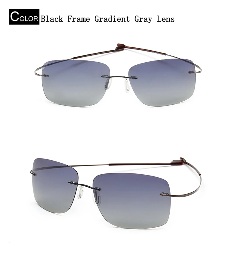 Без оправы с эффектом памяти титановые поляризованные солнцезащитные очки модные квадратные ультралегкие женские мужские очки для вождения путешествия 14 цветов UV400 N5