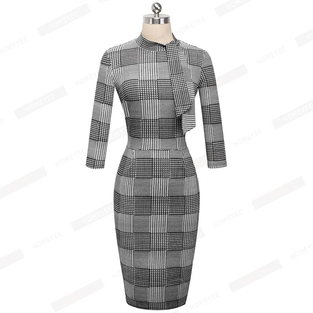 Vintage Women Elegant 1950s Retro Rockabilly Front Tie Party Formal Business Work Bodycon Sheath Pencil Dress EB528