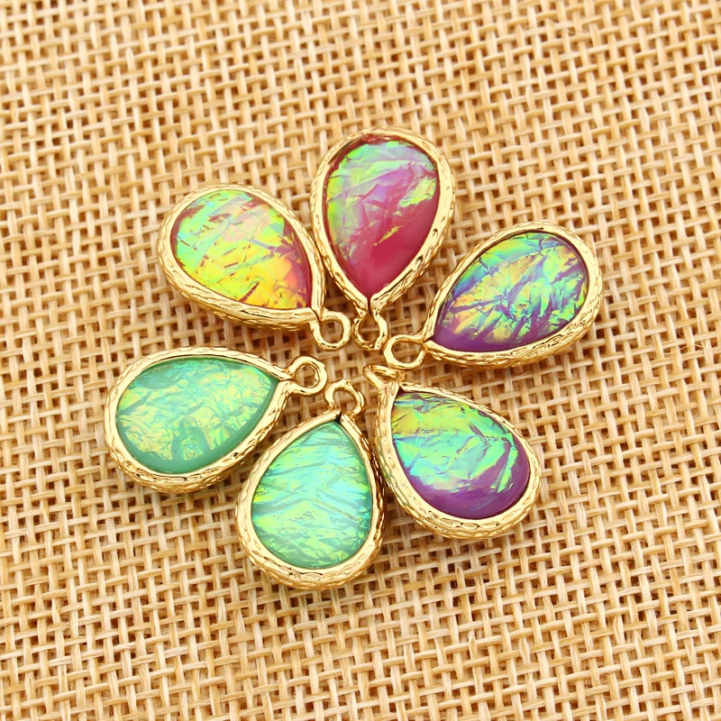

2pcs Waterdrop Dangle Earrings Charms Resin Gem Pendant For Women Jewelry Findings Vintage Necklace Bracelet Aretes Accessories