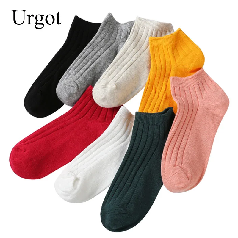 

Urgot 3 Pairs Women's Comfortable Stripe Cotton Socks Women Slippers Short Ankle Socks Candy Color High Quality New Fashion 2019