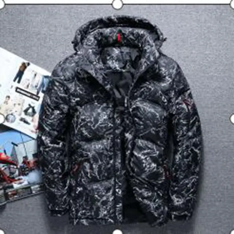 

b 2018 High Quality winter thick white duck down men's casual down jacket coat fashion camouflage hooded men down jacket