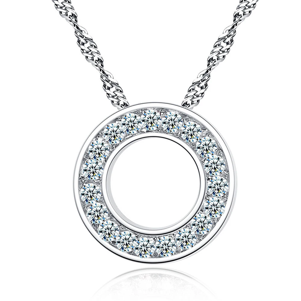 

AAA 100% 925 Sterling Silver Necklaces Fashion Jewelry Women Round Circle