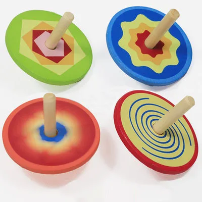 10 шт. Детские деревянные игрушки для спиннинга/детский мультяшный клоун, Мини Деревянный топик - Цвет: round 2