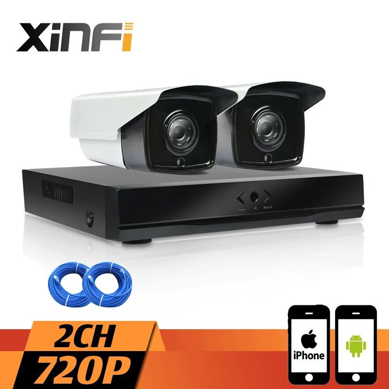 

XINFI 2CH HDMI NVR kit HD Network Video Recorder system 720P HD Home Security Camera System CCTV DVR kit