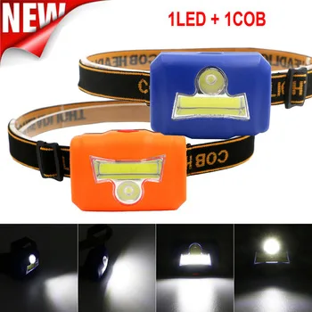 COB LED Mini Head Lamp Light Torch Flashlight 3 Mode Headlamp Headlight Camping