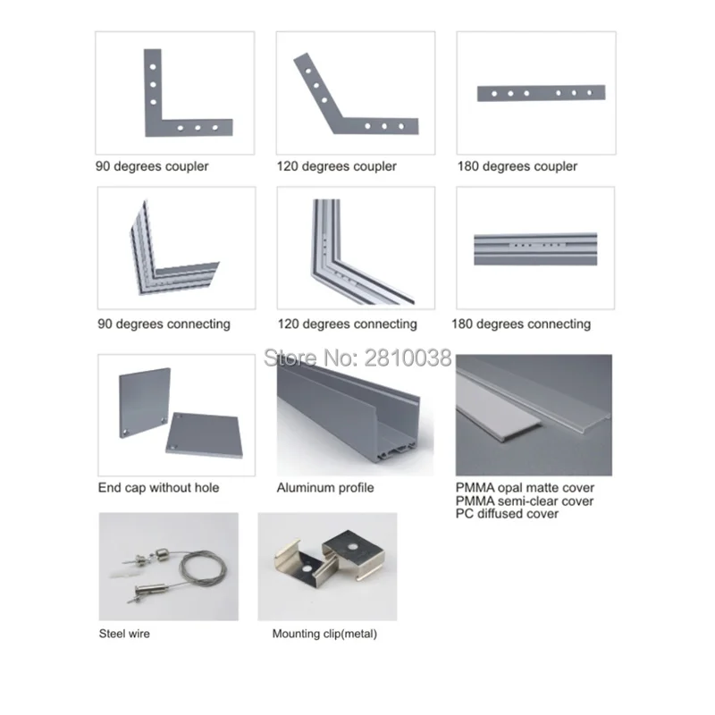 Caixas e Iluminação de Escritórios Perfil de Alumínio Led para Luzes de Suspensão Conjuntos 30x2 M e lot u Forma Levou Alu Perfil 3 Conjuntos 30x2 m Lot U forma caixas