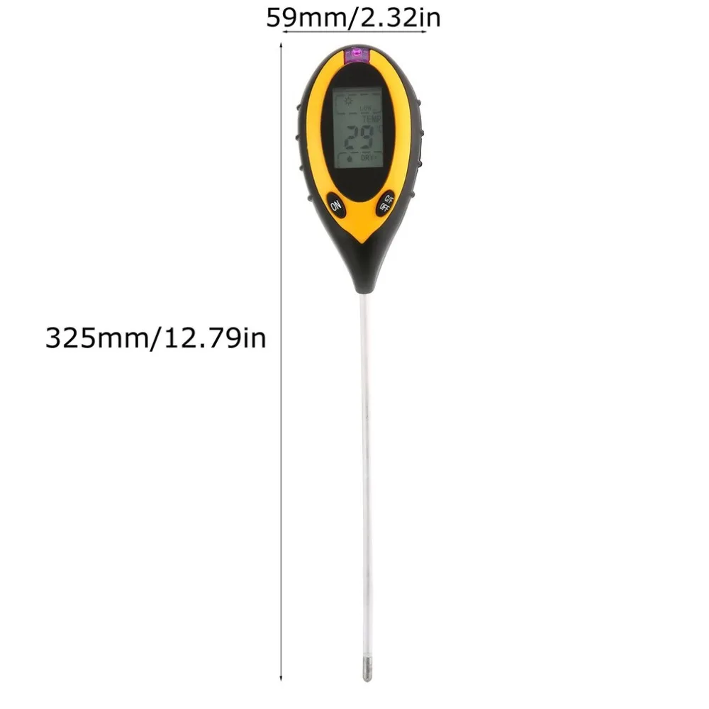 

Soil Tester LCD Display 4 In 1 PH Meter Temperature Moisture Humidity Sunlight Tester For Agriculture Plants Flowers