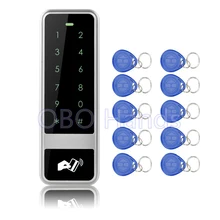 Free Shipping RFID Touch Metal Access Control keypad Electronic Door Lock Access Control System Waterproof C50 Silver+10 Keyfobs