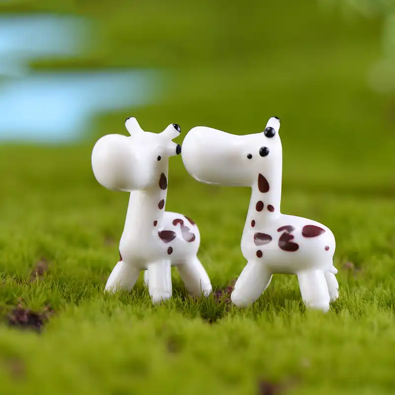 Zocdou 1 peça grande cabeça girafa bonito cervos mini floresta animal china modelo pequeno estatueta artesanato figura ornamento miniaturas decoração