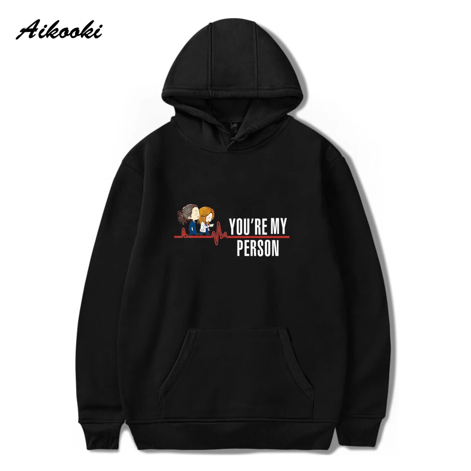 Aikooki серый Анатомия Хлопок Толстовки Кофты Crewneck пуловеры для женщин кофты хип хоп худи ты мой человек печати с капюшоном