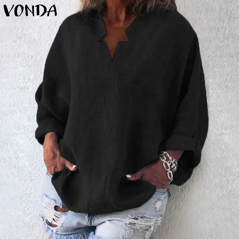 VONDA, женская блузка, рубашка, осень, повседневная, для беременных, Blusas, топы, сексуальный, v-образный вырез, полный рукав, размера плюс, для беременных, топы, блузки, Femme