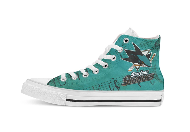 

Creative Design For Ice Hocky San Jose Sharks High Top Canvas Custom Shoes flat Casual shoes Drop Shipping