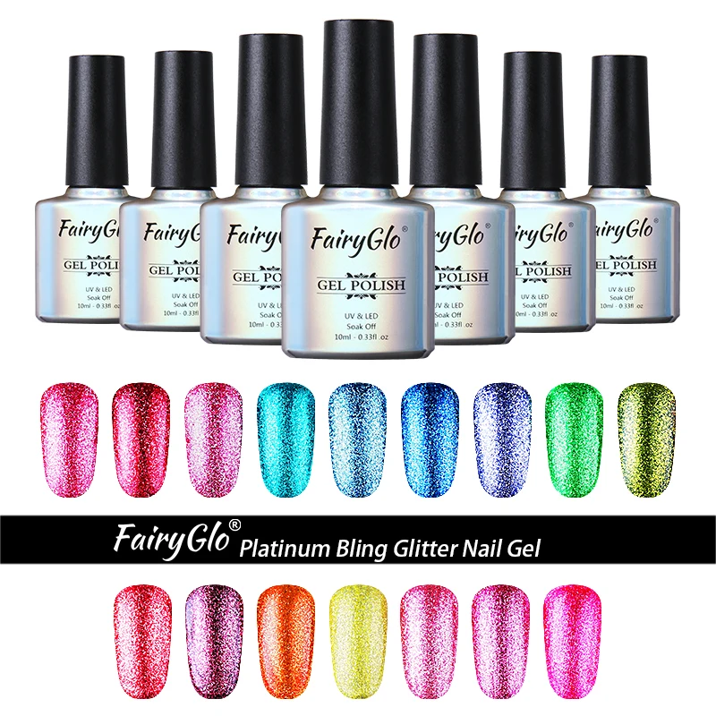

FairyGlo 10ML Surper Bling Nail Gel Platinum Glitter UV Gel Nail Polish Long Lasting Hybrid Varnish Lucky Lacquer Enamel Glue