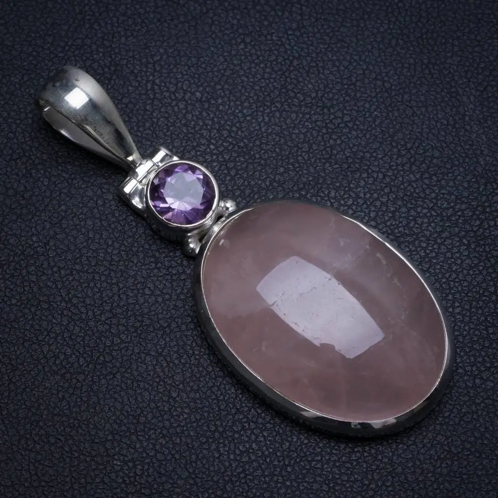 Rose quartz pendant silver Clearance