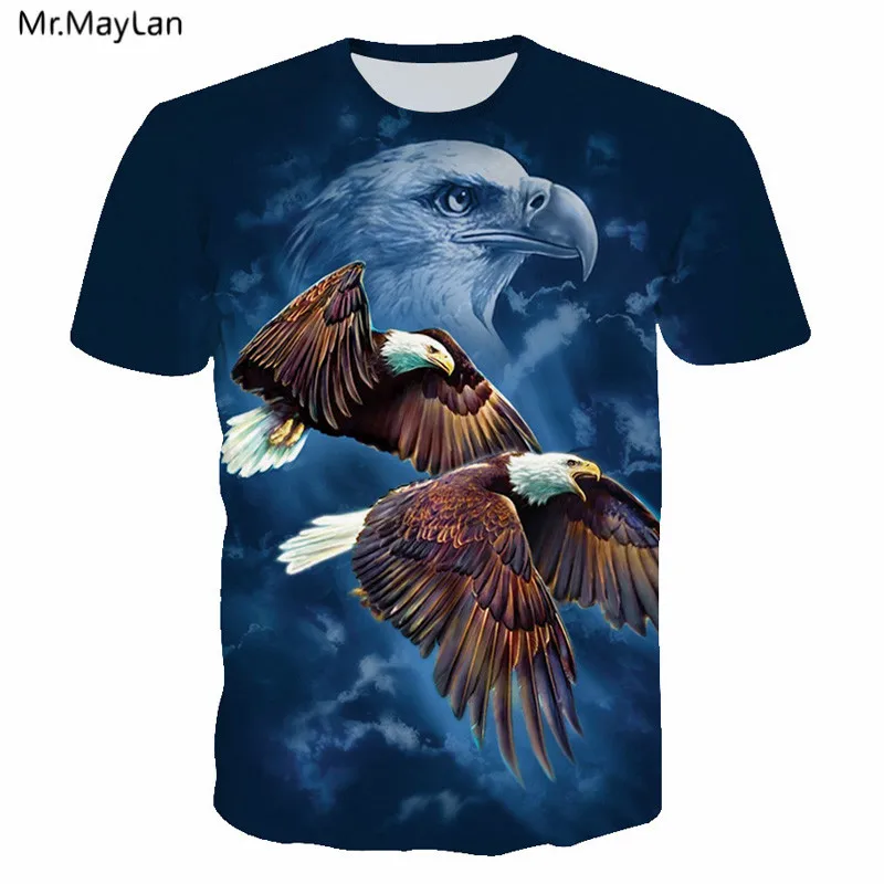 Animal Flying Eagle Print 3D T Shirt Men Women Steetwear Blue T Shirt