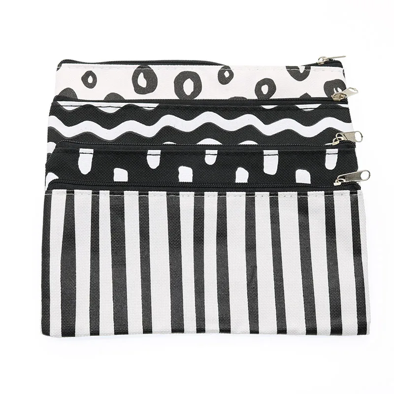 

Creative Cartoon Simple Black And White Wavy Striped Pencil Case Creative Oxford Bra Chain Pencil Bag Children Stationery Gift