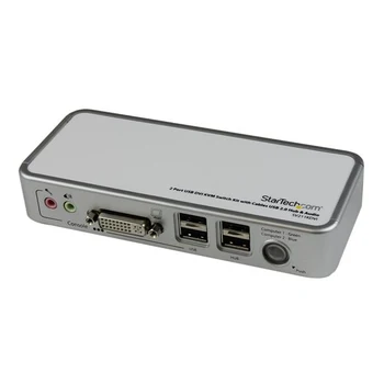 

StarTech.com 2 Port USB DVI KVM Switch Kit with Cables USB 2.0 Hub & Audio, 2048 x 1536 pixels, White