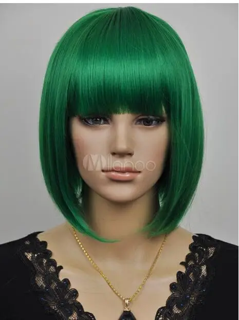 

Wig Fashion Short Straight Green BOB Hair Wigs Cosplay Party Wig free shipping
