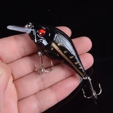 Leurre méné rigide vibrant avec triple hameçon, appât artificiel de type wobbler idéal pour la pêche à la manivelle, 3 modèles, 7.5cm, 10.2g, 1 unité