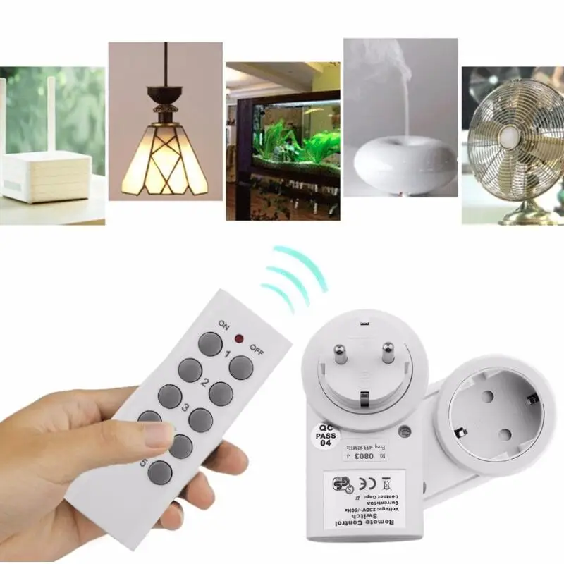 5 Беспроводной Мощность розетки + 1 удаленного Управление Лер ЕС Plug Высокопроизводительные Беспроводной удаленного Управление Мощность