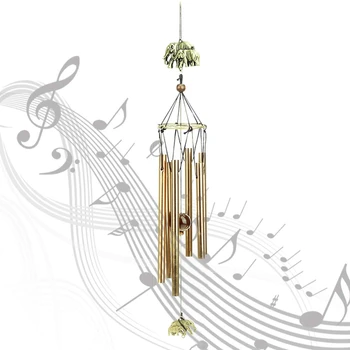 

Vintage Copper Wind Chimes Metal 6 Tube Rustproof Church Blessing Wind Chimes Chinese Style Blessing Ornaments Music of Wind