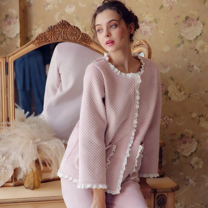 

Sleepwear Maternity Autumn Winter Ladies Thick Long-sleeved Cotton Princess Pajamas Two-piece Camisones Para Embarazadas YFQ261