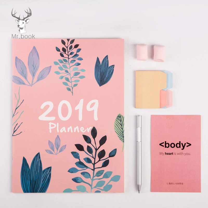 

2019 Notebook Kawaii Flower 365 Daily Weekly Monthly Yearly Calendar Planner Agenda Schedule Journal Books School Office A4 Book