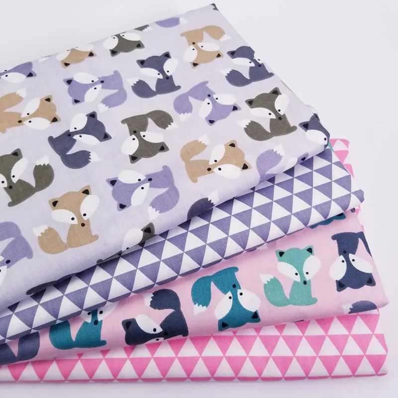 Печатная Лисичка серии хлопок саржевая ткань для DIY шитье стеганое платье изготовление материала для ребенка и куклы
