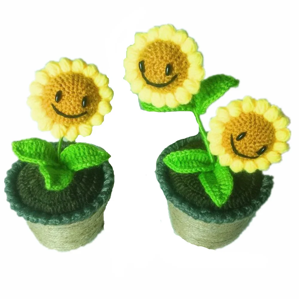 Creative Design INS Hot Sale Fashion Handmade Knitted Yarn Artificial Sunflower Lovely Girls Home Desk / Living Room Decorations | Дом и сад