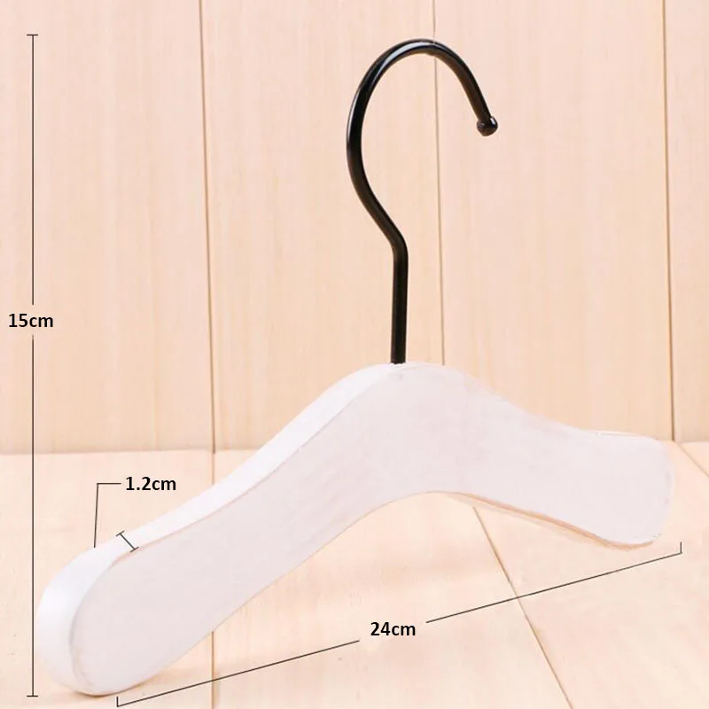 20 Pcs White Antique Wooden Suits Hanger for Baby Kids, Sepia Polished make the old Style Clothes Pants Hanger with Black Hook